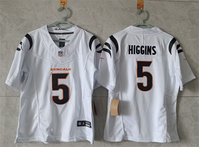 Women's White Cincinnati Bengals #5 Tee Higgins F.U.S.E. Stitched Vapor Football Jersey(Run Small)